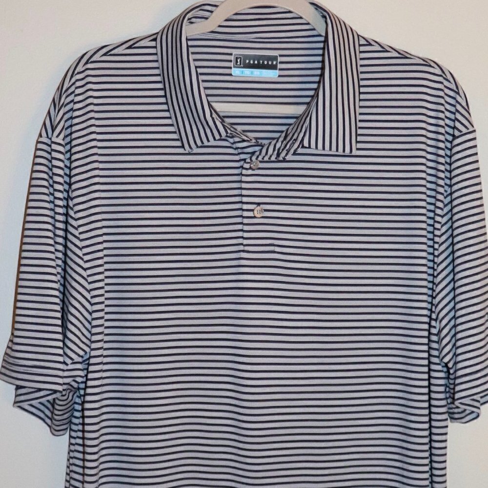 PGA Tour Men's Short Sleeve Polo Shirt in Peacoat Color Size XL